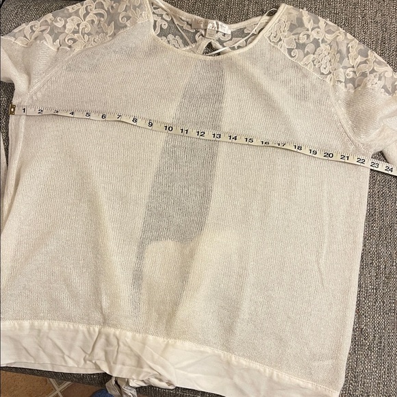 LC Lauren Conrad White Sheer Sweater with Lace Details - Picture 10 of 11